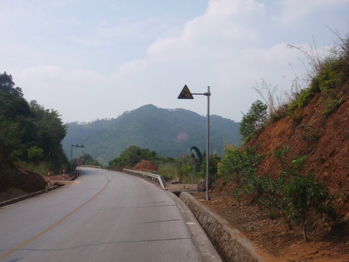 A mountain view ahead.